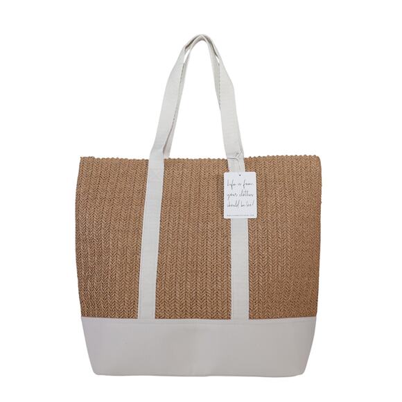 Show Me Your MuMu Handbags - Show Me Your Mumu Sunseeker Straw Beach Tote Bag - Tan / White - NWT